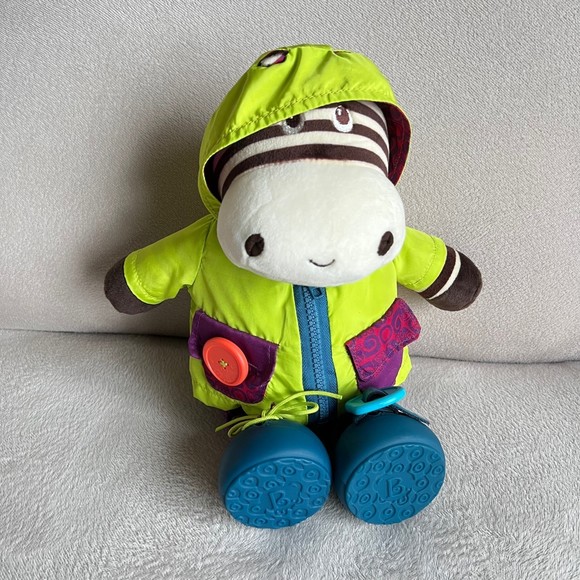2018 B. You Giggling Zebb Zebra Teaching Doll Sensory Learn to Dress Plush Toy 1 - Picture 2 of 5